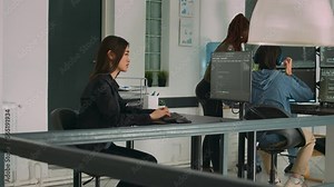 Software programer feeling stressed about writing code in front of computer, displaying artificial intelligence algorithm. Tired sad developer coding html database on terminal window.