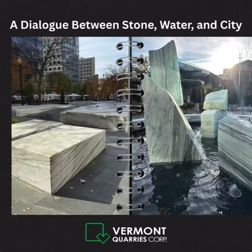 Where marble meets water, where nature meets city — this urban plaza shows how elements collaborate. White marble, flowing water, golden trees, glass towers: the rawness of stone softened by nature and framed by architecture. Montclair Danby® from Vermont Quarries bringing that quiet sense of permanence. #MontclairDanby #VermontQuarries #AmericanMarble #NaturalStone #UrbanLandscape | Vermont Quarries