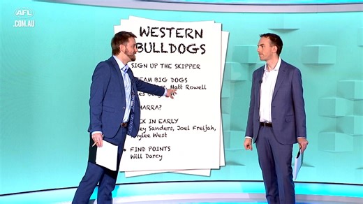 Will the Dogs land a massive trade in the off-season? 🐶 Cal Twomey and Riley Beveridge present their mid-season report cards on Gettable : afl.com.au/video/1331280 | AFL