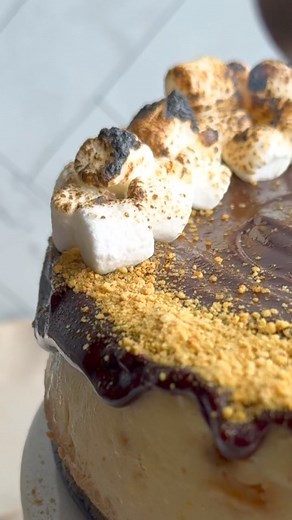 S’mores Cheesecake 🤤 The only Cheesecake recipe you’ll ever need 🤎 Find the full recipe on my website! https://thesqueakymixer.com/smores-cheesecake/ | The Squeaky Mixer
