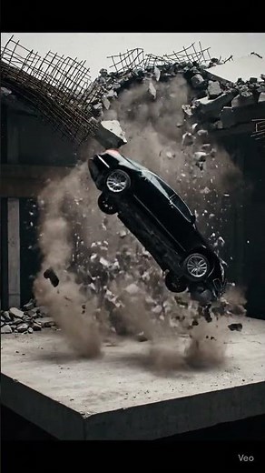 Luxury Car Crushed in Controlled Demolition | Concrete Collapse & Dust Storm