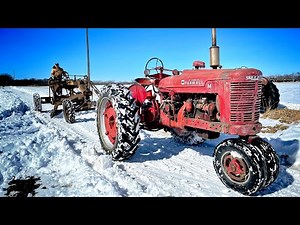 Farmall M Snow Plowing - Caterpillar Pull Type Grader