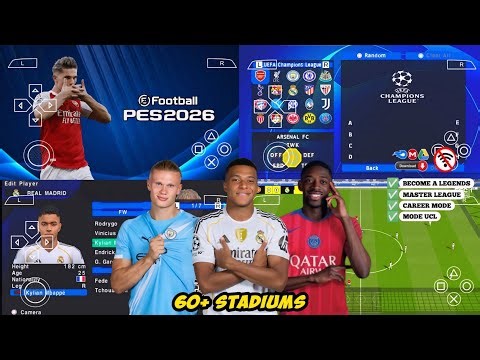 eFootball PES 2026 PPSSPP Android Offline Full Update UCL & League Kits 25/26 Season 4k Graphics