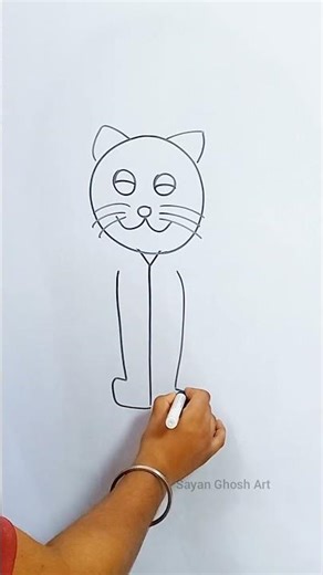 How to Draw an animal | Simple Cat Drawing Tutorial #shortsfeed #shorts #drawing