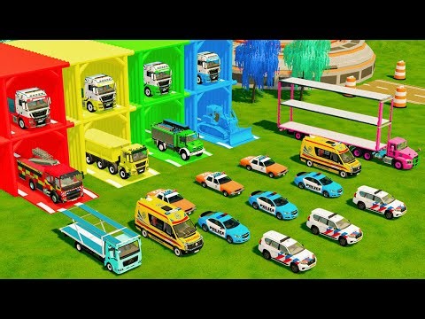 ALL POLICE AND SERVICE VEHICLES, AMBULANCES, BULLDOZER, DUMP TRUCK TRANSPORT TO GARAGE - FS22