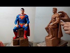 Sculpting superman with clay in time-lapse