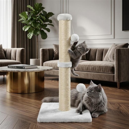 34" Tall Cat Scratching Post With Hanging Ball, Sisal Cat Scratcher for Indoor Cats, Durable Cat Tree for Large & Adult Cats - Etsy