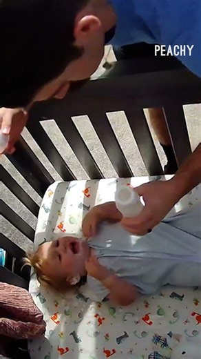 Dad had one job! 🤣 #bedtime #fails #milk #crib #shorts