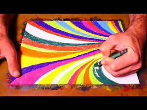 Learn To Paint Simple Happy Abstract Art | Wax Pastels | Blending Technique