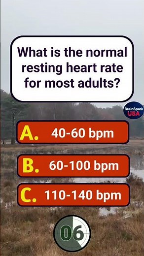 Normal resting heart rate for most adults #hearthealth #healthfacts #healthtips #quiztime #usashorts