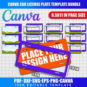 Editable Car License Plate Template Bundle | Canva Design | Custom License Plate Mockup | DIY Sublimation Tag Design - Etsy