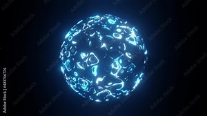 Data visualization. Abstract 3d futuristic sphere. Particles and Energy flowing. Futuristic digital background. 3d rendering. 4k.