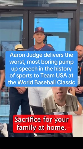 Aaron Judge delivers the worst, most boring pump up speech in the history of sports to Team USA at the World Baseball Classic. Judge got the enthusiasm of deflated balloon. Got me ready to lightly jog through a wet paper bag! One of the greatest hitters of all time, decidedly NOT a rah rah guy | Kevin Clancy - KFC