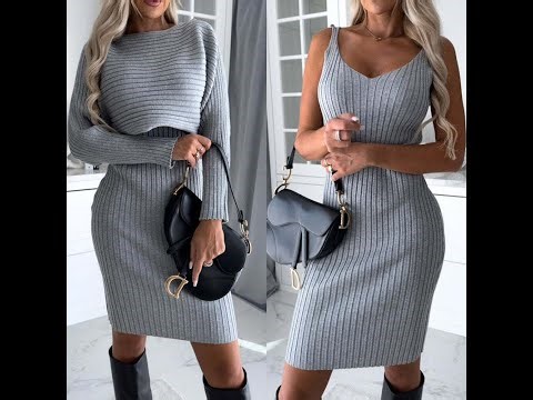 2pcs Long sleeved Top & Tight Suspender Skirt