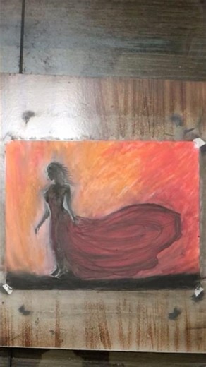 Pastel painting; Lady in red