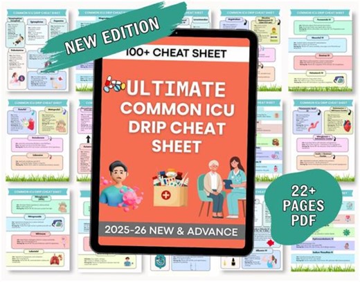 ICU Drip Cheat Sheet Bundle | Nursing School Study Guide | Critical Care Medication Reference | Digital Download PDF - Etsy