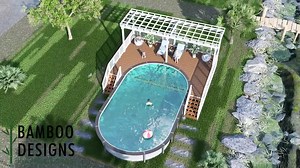 Mojave Oval Pool Deck Plan - 19x29 Erhöhtes Deck mit Pergola und zwei 6-stufigen Treppen | DIY PDF Pläne - Etsy.de