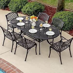 Heritage 6-Person Cast Aluminum Patio Dining Set With Rectangular Table By Lakeview Outdoor Designs