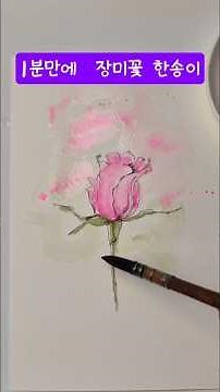 #수채화(water color)#장미(rose)#펜드로잉(pen drawing)#기초(step by step)#무지개달팽이(rainbow snail)