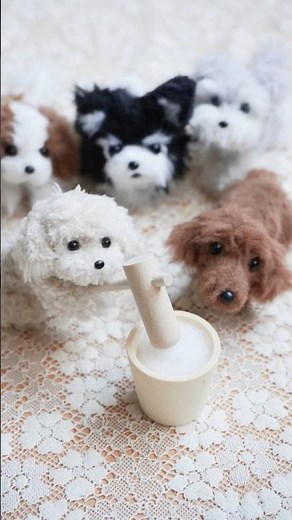 DIY/ダイソー・セリアのモールで作ったワンちゃん達の餅つき大会/犬の作り方はフル動画を見てね♪ ＃モールドール ＃モール人形