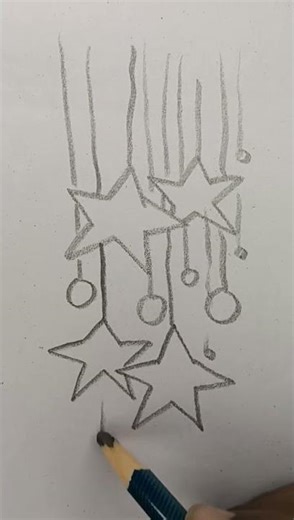 How to draw a star hanging from a string? #remix #christmas #art