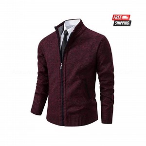 Men's Fleece Cardigan Jacket: Solid Color Zip-up Sports Coat - Etsy