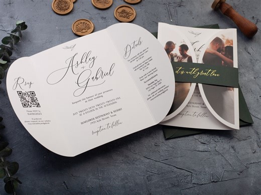 Foldable Wedding Invitation With Photo & QR Code – Elegant Modern Wedding Invite Set With RSVP Details - Etsy
