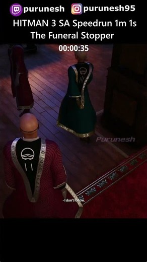 The Funeral Stopper 1m 1s SA ⚡🏃💨 HITMAN 3 Featured Contracts #shorts #hitman3 #speedrun #action #woa