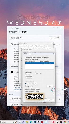 How to increase your computer’s virtual ram #howtoincreasevirtualram #vram #virtualram #pctips #techtok #fps #fpsboot