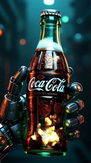Steampunk Robot Holding Vintage Coca-Cola Bottle | Epic AI Concept Art”|#grokai #cocacola #shorts