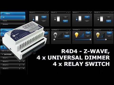 Haseman R4D4 - Z Wave, DIN Rail, 4 Powerful dimmers and 4 relay channels