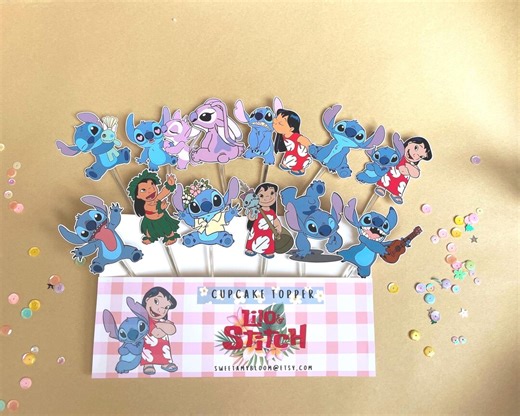 Lilo and Stitch Cake Topper | Stitch Cake Topper | Hawaiian Flower Cake Toppr - Etsy