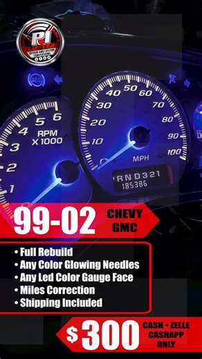 PI Clusters on Instagram: "💥99-02 CHEVY • GMC SALE!!!🤯 💨 💲300 🤑 ✅ Full Rebuild ✅ Any Color Glowing Needles ✅ Any Led Color Gauge Face ✅ Miles Correction ✅ Shipping Included ▶️ DM or Call us for more info or pricing! ☎️ 832-332-3189 🌐 www.piclusters.com #ledclusters #customcluster #customledconversion #chevyclusters #gmcclusters"