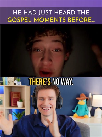 He had JUST heard the gospel moments before... His reaction is priceless! #christiantiktok #christianity #jesus #sharethegospel #fyp #christianfyp #jesusiscoming