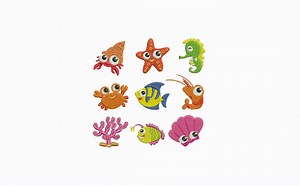 Aquatic Life Embroidery Sea Life Machine Embroidery Designs Sea Creatures Crab Fish Sea Stars Coral Sea Horse Shell Baby Blanket Beach Towel - Etsy