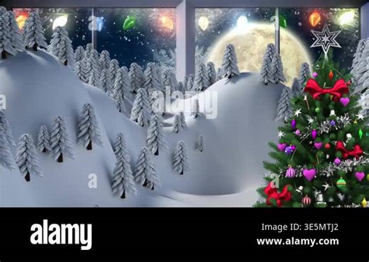 Animation of christmas tree over winter scenery. Christmas, tradition and celebration concept digital generated video Stock Video Footage - Alamy