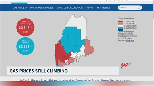 Average gas prices in Maine as of Wednesday