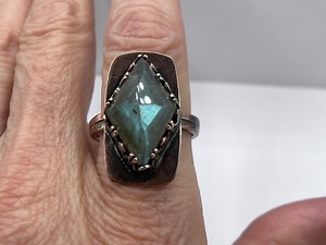 Bague pyramide en labradorite en cuivre, taille 9,5, style vintage - Etsy France