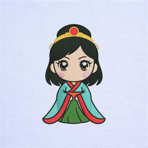 Chinese Princess Embroidery Design, Asian Royal Girl Pattern, Cartoon Hanfu Machine Stitch File - Etsy