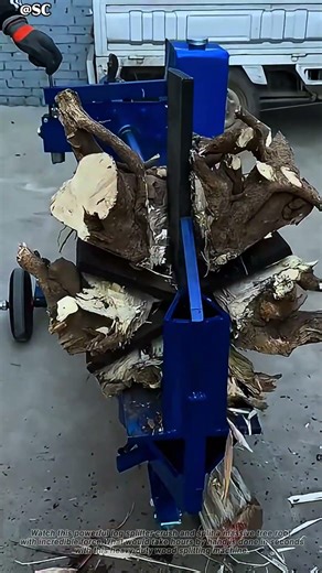 This Log Splitter Destroys a Massive Tree Root in Seconds 🔥