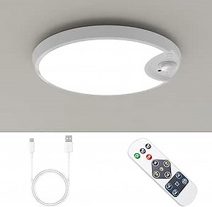 Battery Powered Ceiling Light, Wireless Led Ceiling Light with Remote, Motion Sensor Light Indoor Rechargeable, Shower Light for Inside Shower, Closet Light Motion Sensored Battery Operated