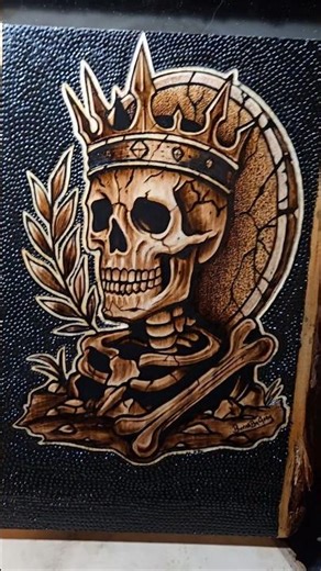 Crowned Skull Woodburning #Woodburning #skull #pyrography #artist
