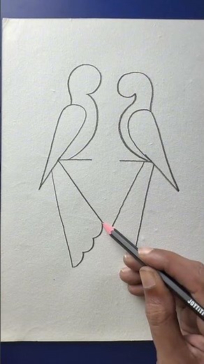 Simple and easy bird drawing with number 2
