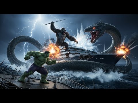 TITANS UNITED - Kong & Hulk Battle LEVIATHAN! - Epic Cruise Ship Defense: INSANE