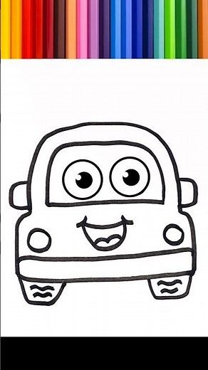 🌈 Desenhar, pintar e colorir um carro para crianças | canção infantil.⭐#80