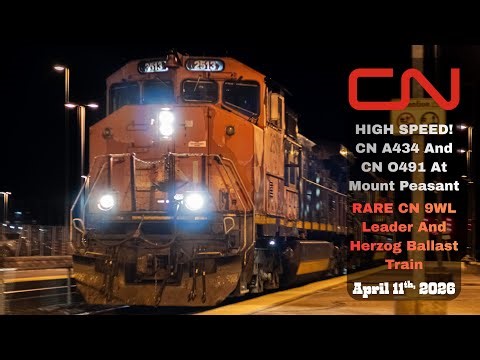 HIGH SPEED! Two Fast CN Trains At Mount Pleasant GO Station In Brampton, ON (04/11/2026)