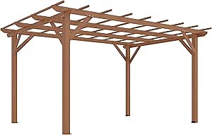 Outsunny 10' x 13' Outdoor Pergola, Wood Gazebo Grape Trellis with Stable Structure and Concrete Anchors for Climbing Plant Support, Garden, Patio, Backyard, Deck, Dark Brown