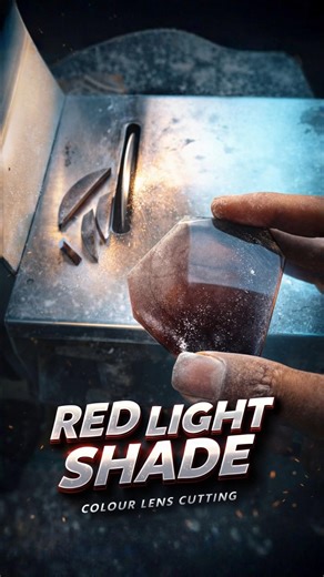 How To Cutting Red Light Shade Colour Lens | Lens Cutting Satisfying ASMR Process