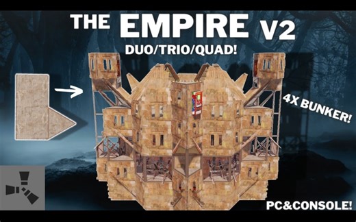 RUST:Nini Rust～帝国 V2 教程•/四人/五人/团队•便宜•4X碉堡•迷你瓷墙•1X2 建筑设计/