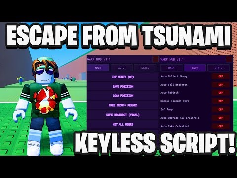 Escape Tsunami for Brainrots Script (KEYLESS) 🌊 – INF Money + Auto Rebirth